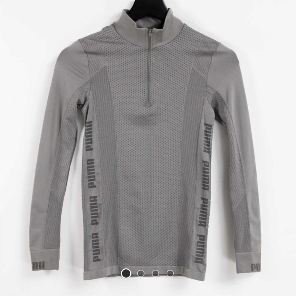 Puma Gray Training Evoknit 1/4 Zip Long Sleeve Top